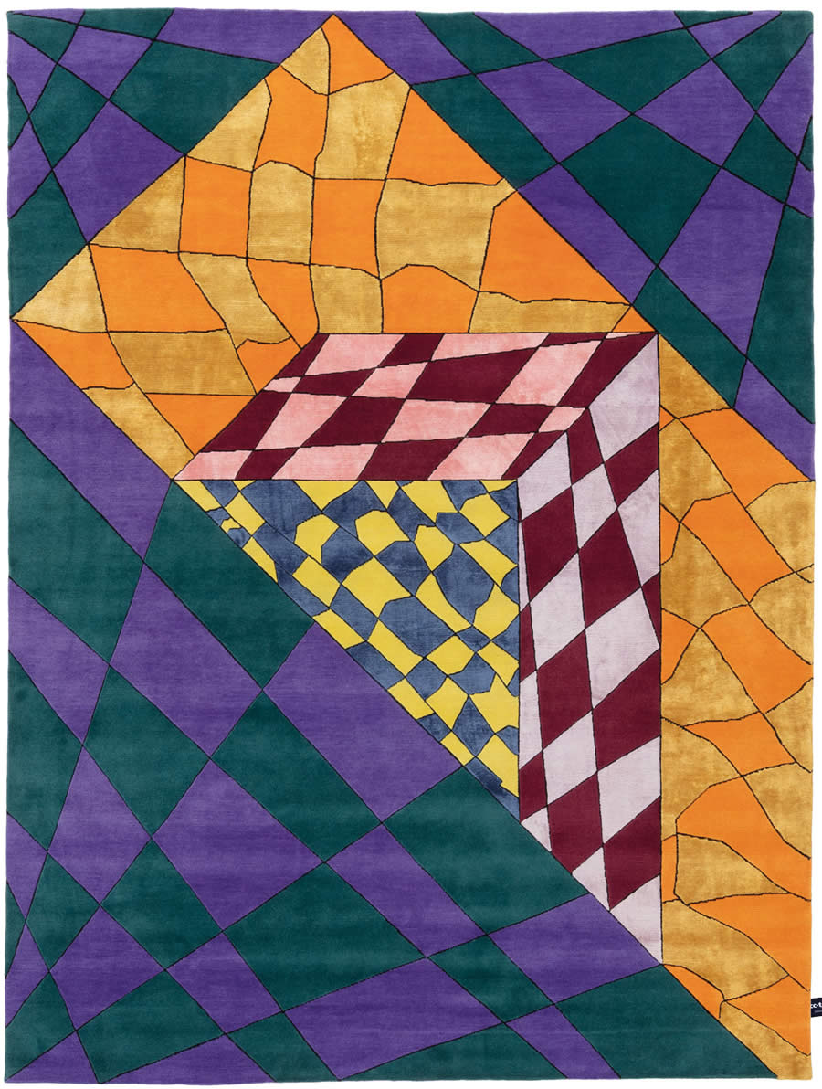 现代简约紫绿色几何图形图案地毯贴图