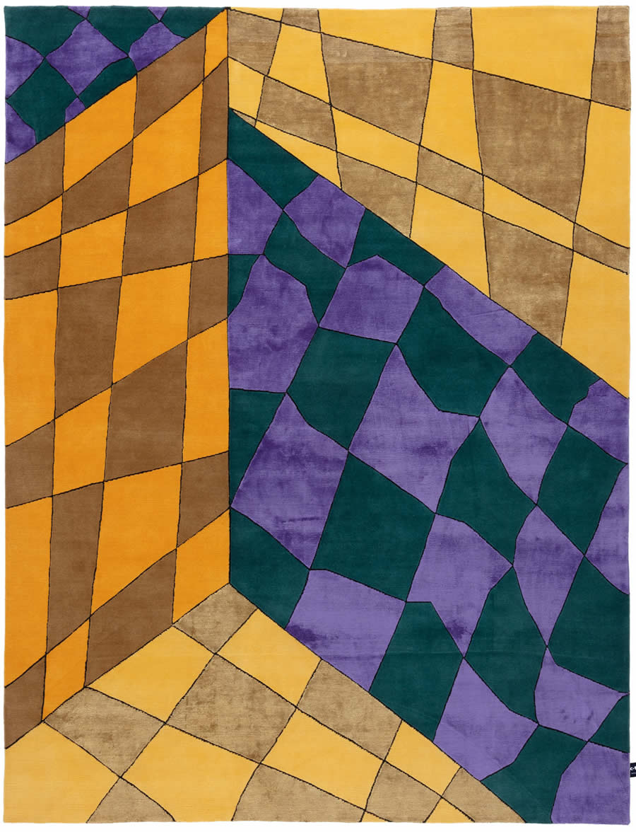 现代简约紫色黄色几何图形图案地毯贴图