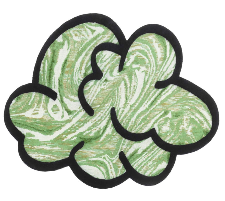 现代极简青绿色抽象纹理图案地毯贴图