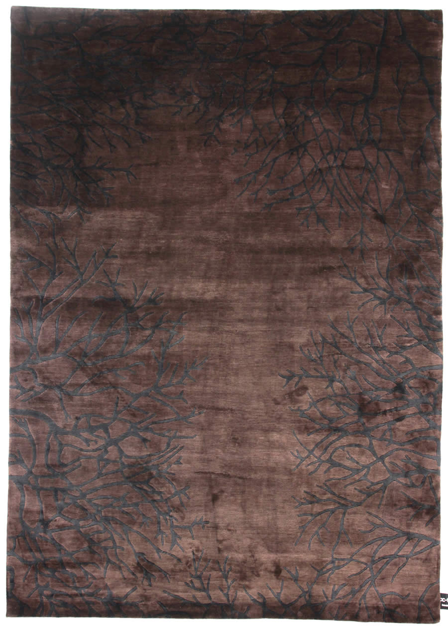 现代简约深咖红色树枝剪影纹理图案地毯贴图