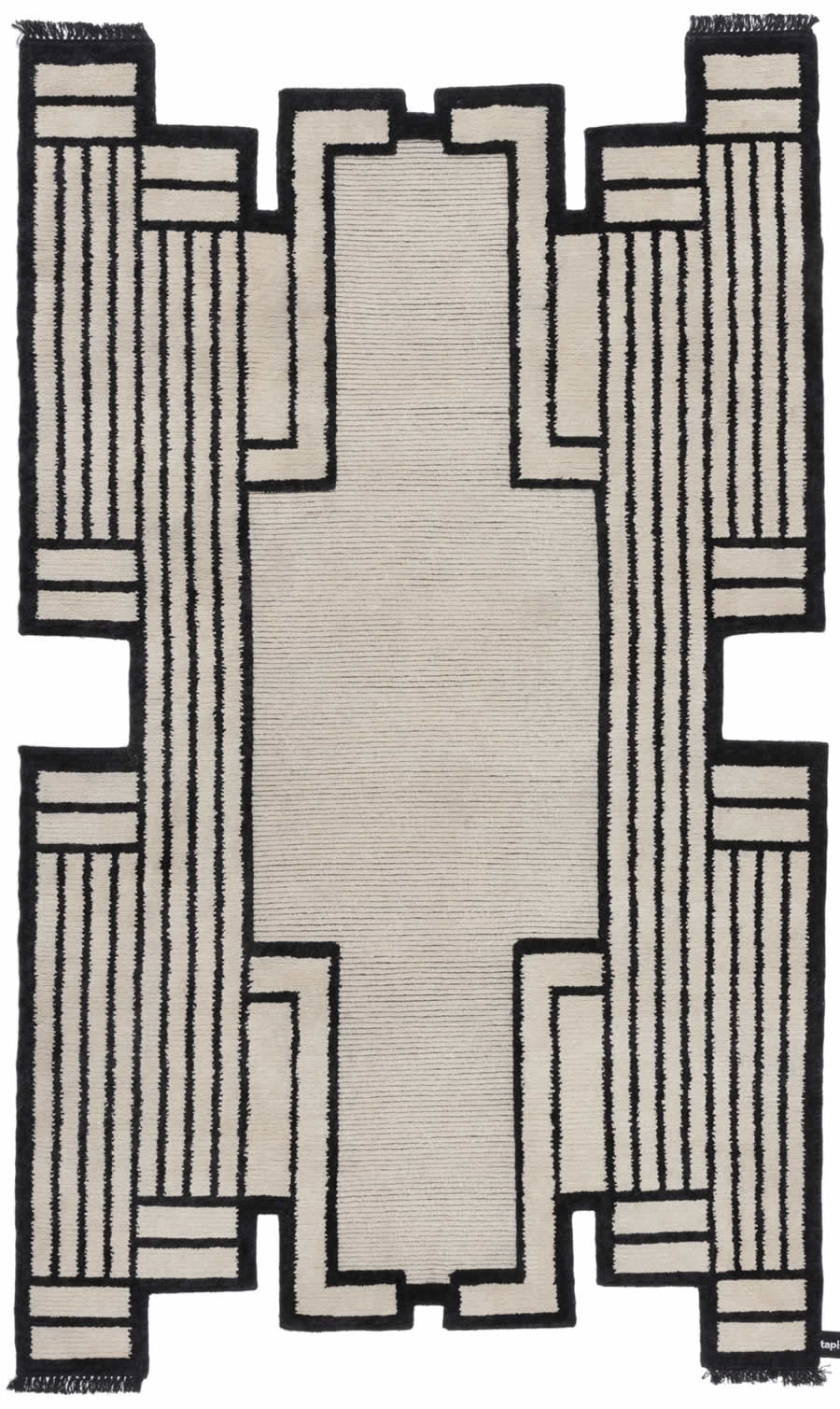 新中式黑白色几何纹理图案异形地毯贴图