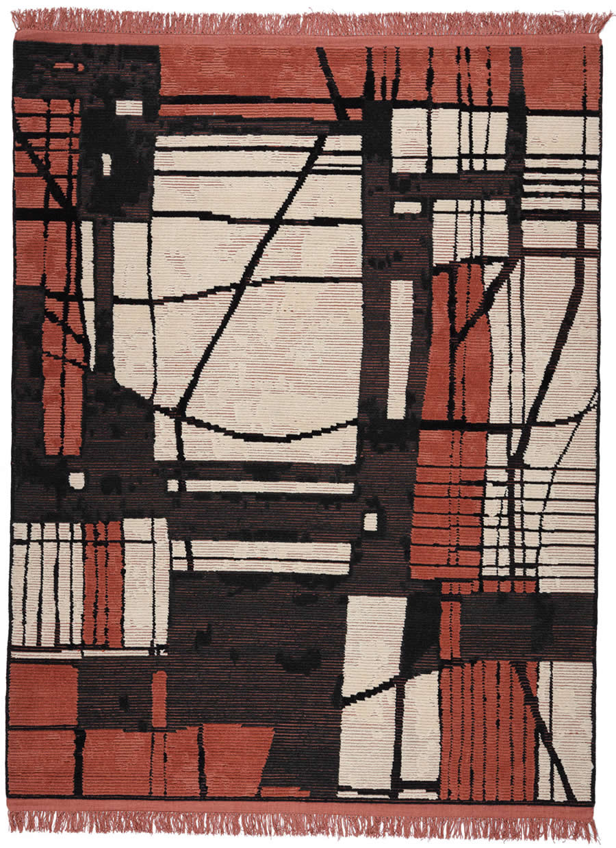 现代极简风砖红色几何纹理图案地毯贴图