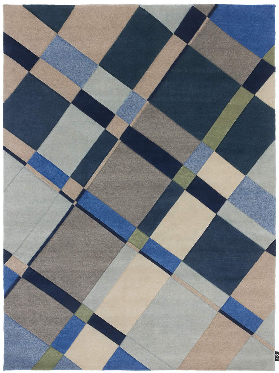 现代简单几何长方形格子图案地毯贴图