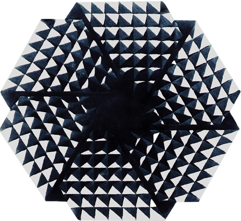 现代简约深蓝灰色六边形三角图案地毯贴图