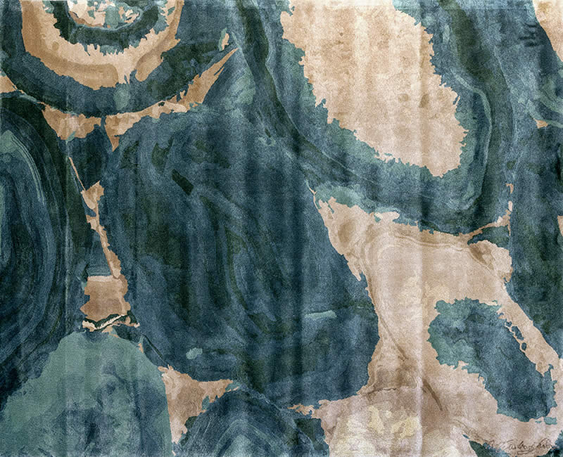 新中式蓝绿色鹅卵石图案地毯贴图