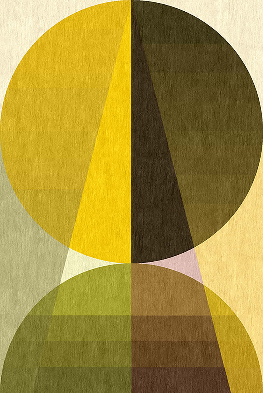 现代简约黄绿色圆形纹理图案地毯贴图