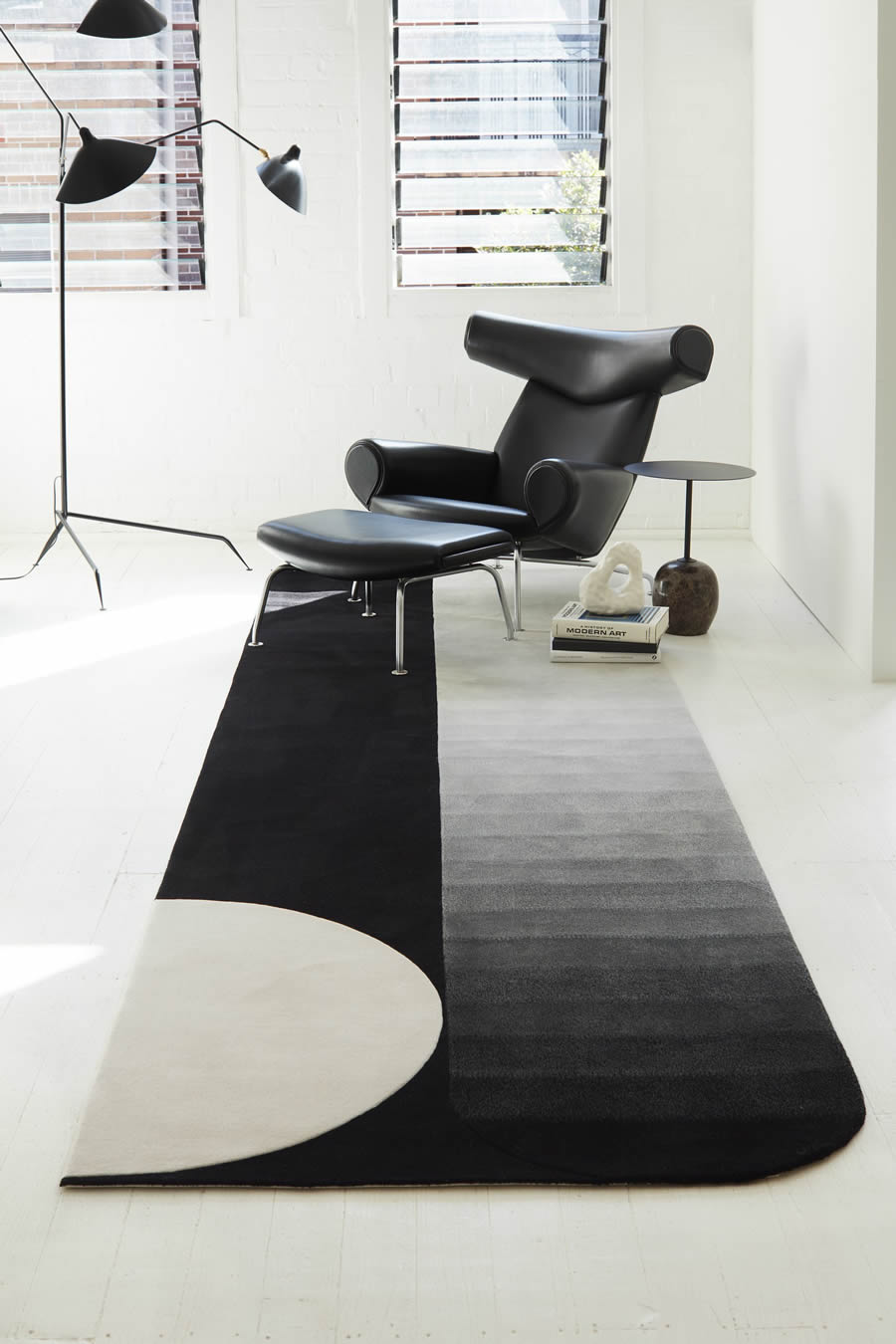 现代简约黑灰色渐变图案过道地毯贴图