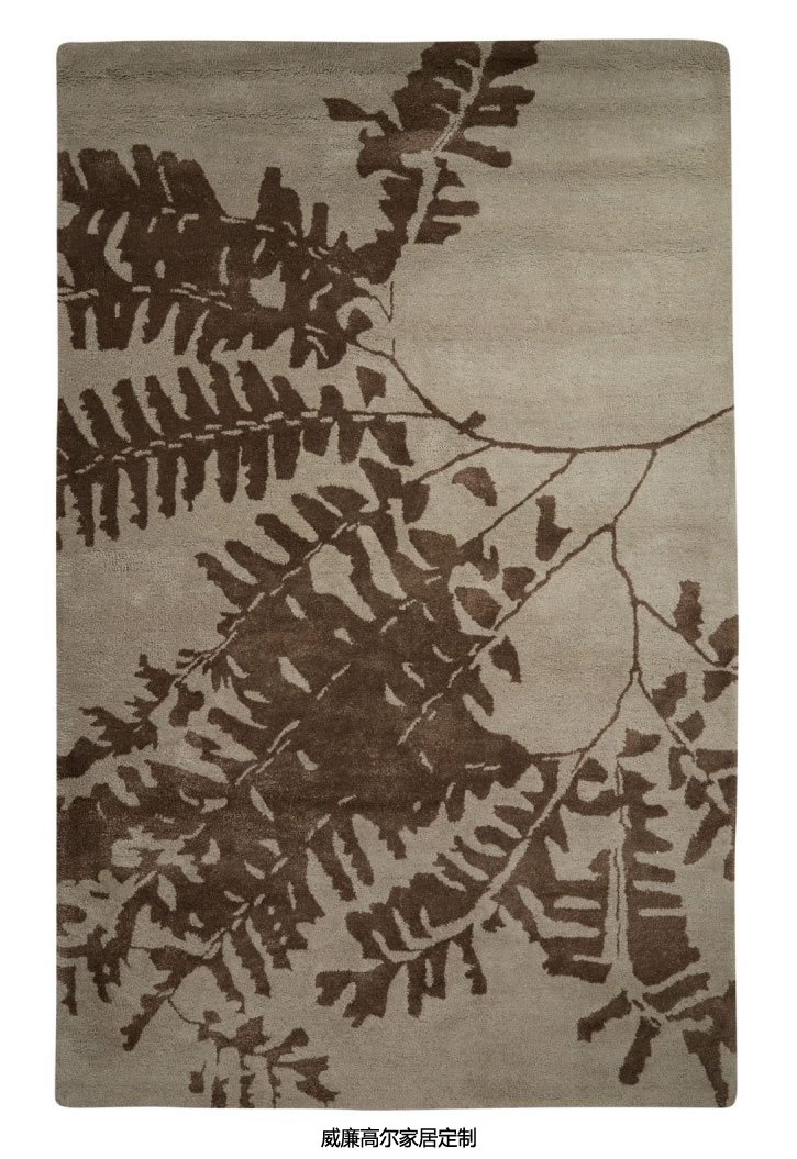 现代风格咖色植物图案地毯贴图