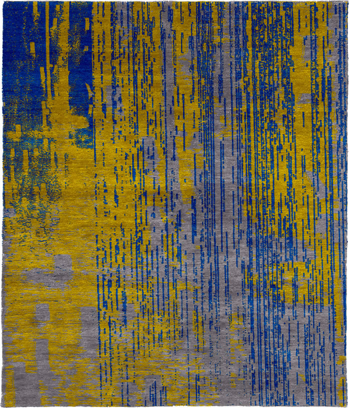 现代风格黄蓝灰色抽象图案地毯贴图