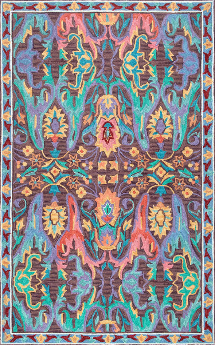 美式风格蓝紫棕色花纹地毯贴图